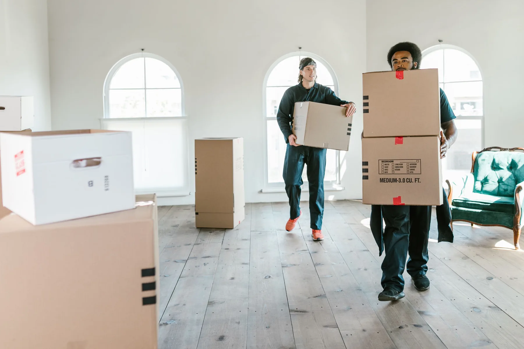 Moving professionals preparing a premium home relocation